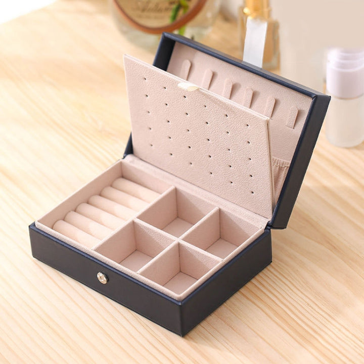 Portable Princess Style Jewelry Box Small Simple Earrings Ring Storage Box, 16.5x11.5x5.8cm