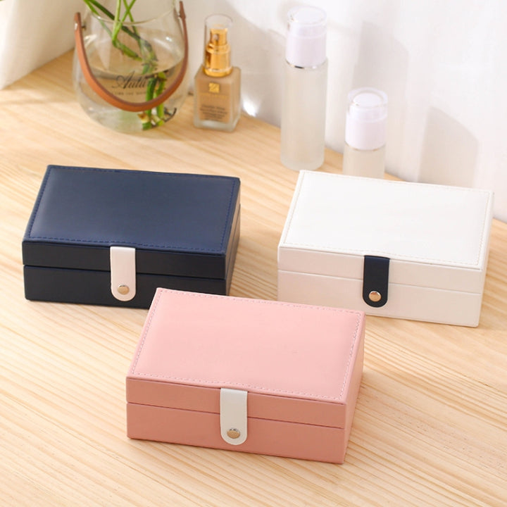 Portable Princess Style Jewelry Box Small Simple Earrings Ring Storage Box, 16.5x11.5x5.8cm