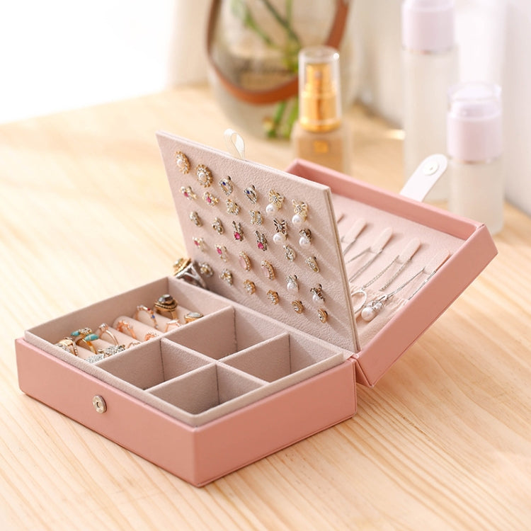 Portable Princess Style Jewelry Box Small Simple Earrings Ring Storage Box, 16.5x11.5x5.8cm