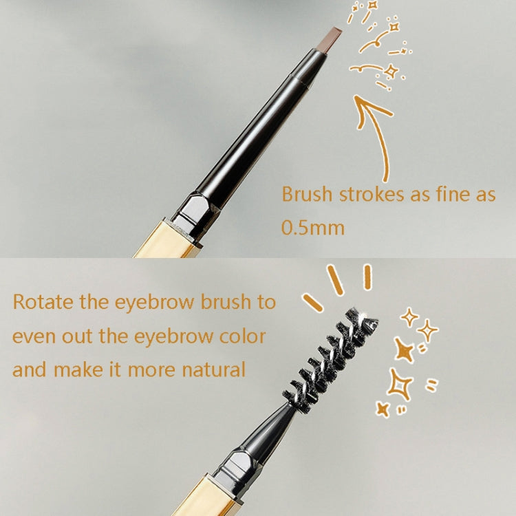 3 PCS MAYCHEER 3117 Small Gold Bars Double Eyebrow Pencil Thin Head Waterproof Non-bleeding Eyebrow Pencil, 1 Deep Coffee Color, 2 Light Coffee Color, 3 Black Gray, 4 Gray Brown, 5 Moss Green