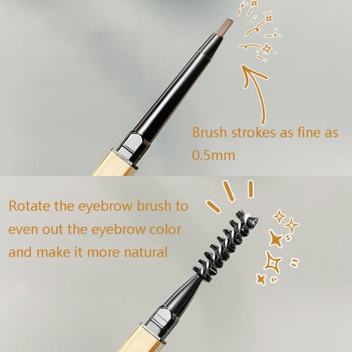 3 PCS MAYCHEER 3117 Small Gold Bars Double Eyebrow Pencil Thin Head Waterproof Non-bleeding Eyebrow Pencil, 1 Deep Coffee Color, 2 Light Coffee Color, 3 Black Gray, 4 Gray Brown, 5 Moss Green