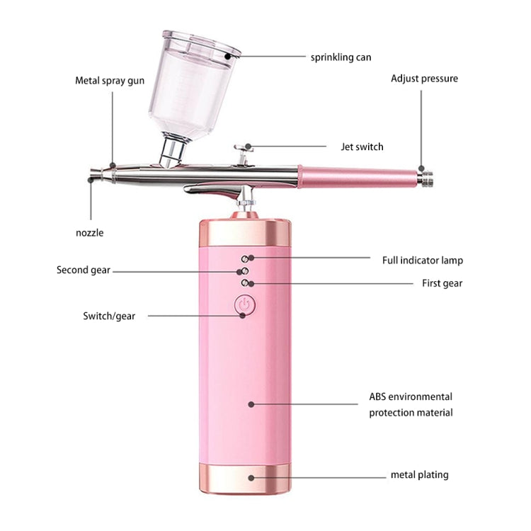 Beemyi High-Pressure Nano-Spray Water Replenishment Instrument Small Portable Household Handheld Oxygen Injection Instrument, BS1400 Pink, BS-1200 White