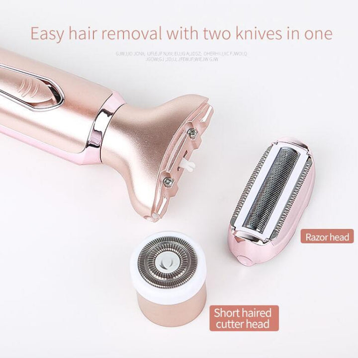 SONAX PRO SN-8977 Ladies Shaver 2 In 1 Washable USB Charging Hair Removal Device, 2 In 1 (Rose Gold)