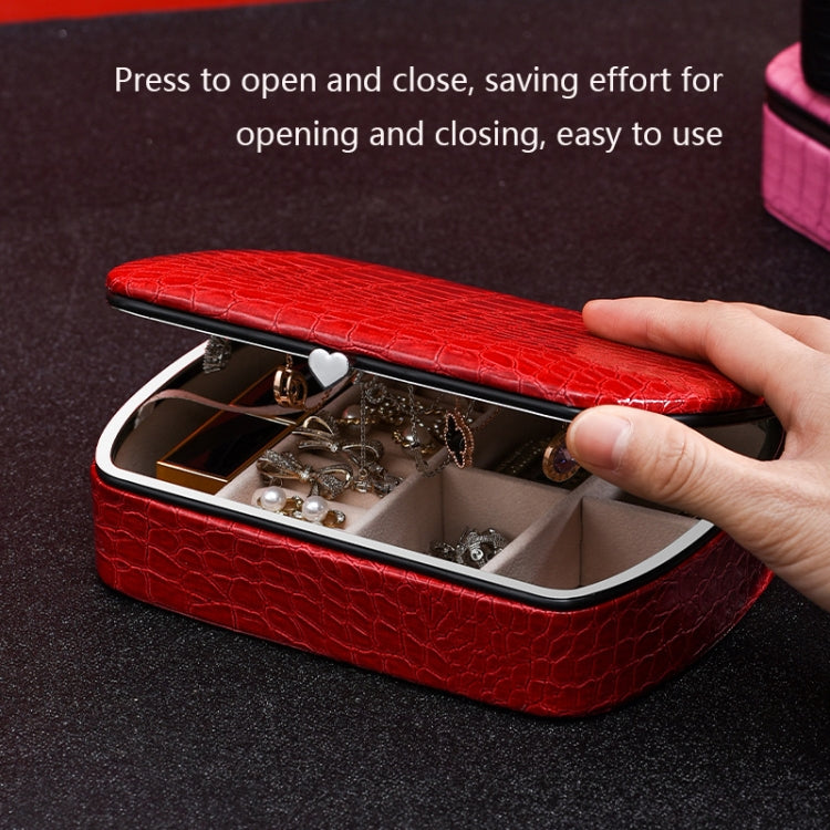 Portable Large Capacity Ring Necklace Jewelry Storage Box, Red, Pink, Black