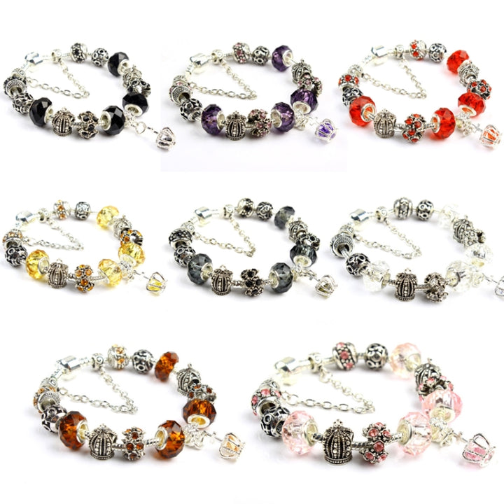 Ladies Crown Colorful Crystal Beaded Bracelet Handmade Glass Bead Bracelet, Length: 18cm, Length: 19cm, Length: 20cm, Length: 21cm