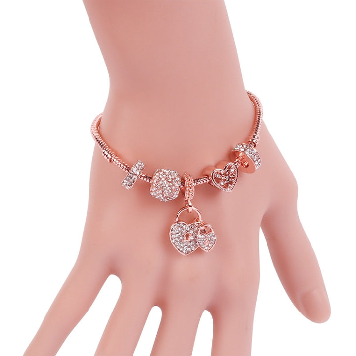 Women Rose Gold Beaded Bracelet, SL136 20cm