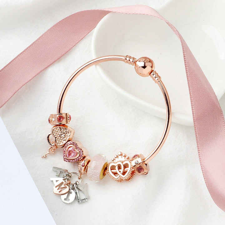 MGZ03 Rose Gold Love Heart Lock Decorative Bracelet, Length:, 18cm, 19cm, 20cm