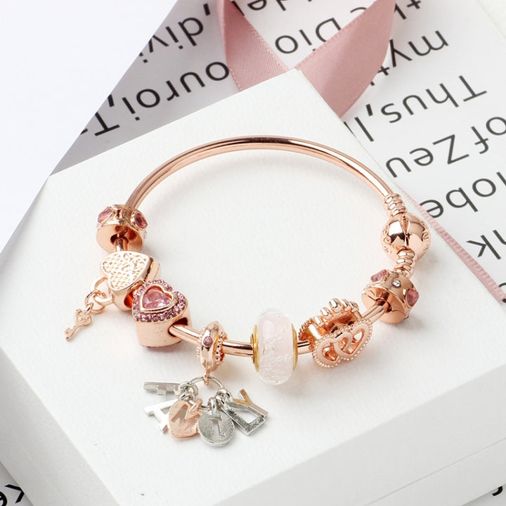 MGZ03 Rose Gold Love Heart Lock Decorative Bracelet, Length:, 18cm, 19cm, 20cm