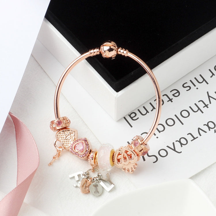 MGZ03 Rose Gold Love Heart Lock Decorative Bracelet, Length:, 18cm, 19cm, 20cm