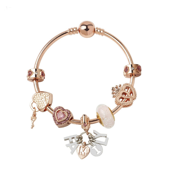 MGZ03 Rose Gold Love Heart Lock Decorative Bracelet, Length:, 18cm, 19cm, 20cm