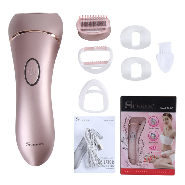 Suker SK-517  Electric Water Eluting Hair Removal Device Women Household Hair Plucker Multifunctional Two-In-One Shaver Epilator