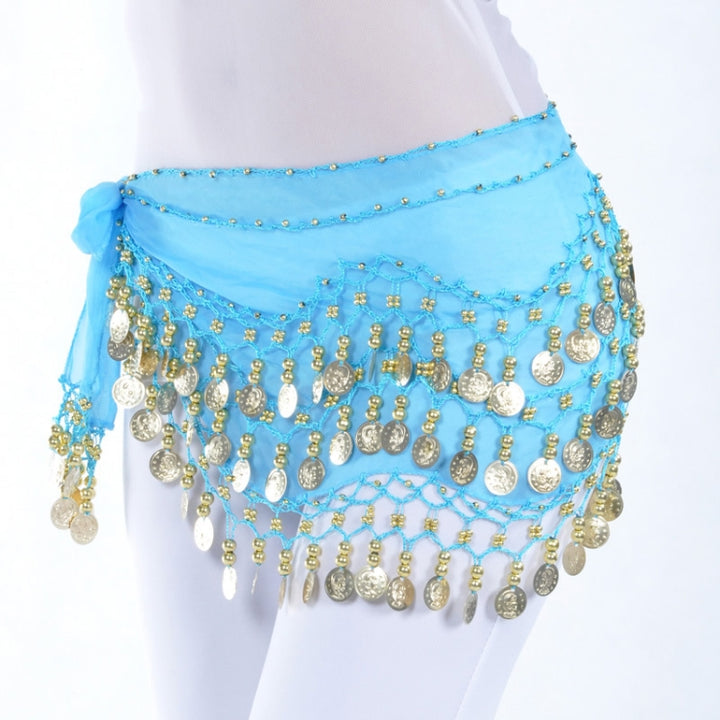 Lady Belly Dance Hip Scarf Accessories 3-Row Belt Skirt Bellydance Waist Chain Wrap Adult Dance Wear, One Size