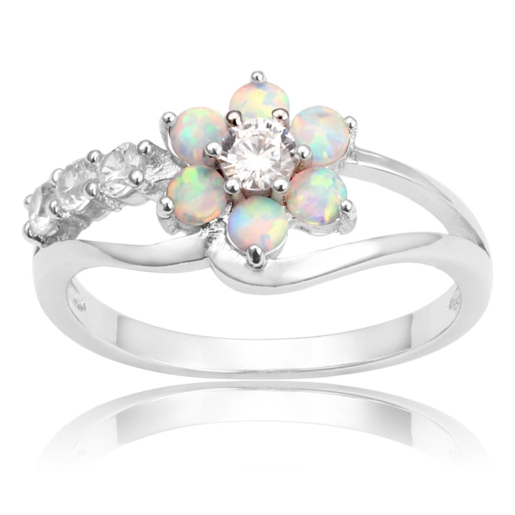 925 Silver Women Opal Flower Ring Jewelry, 6, 7, 8, 9, 10