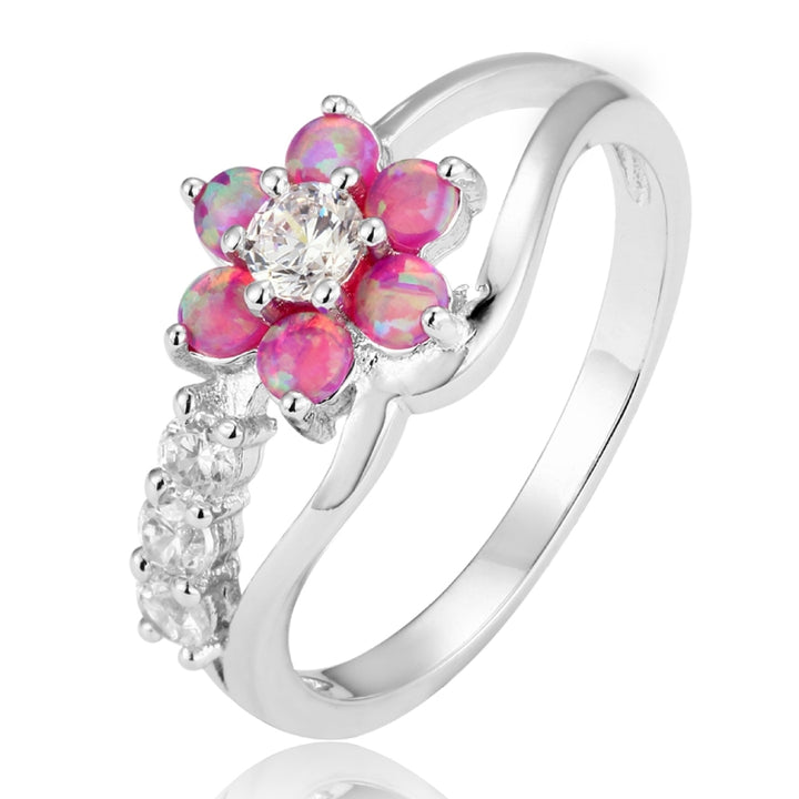 925 Silver Women Opal Flower Ring Jewelry, 6, 7, 8, 9, 10