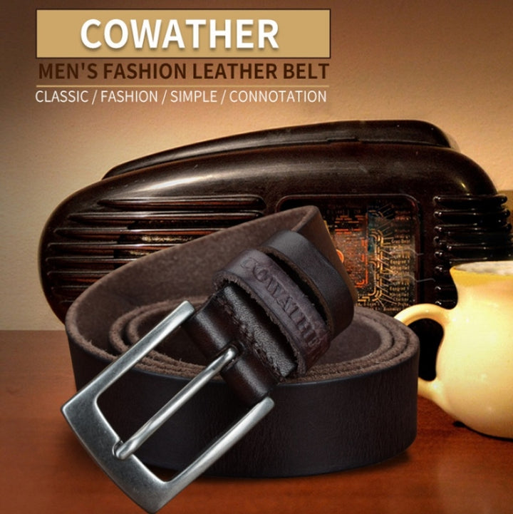 COWATHER XF018 Men Casual Business Pin Buckle Cowhide Belt,Length:, 100cm, 110cm, 115cm, 125cm, 130cm