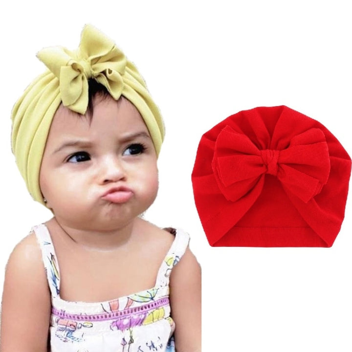 Baby Solid Color Cotton Hedging Cap Bowknot Turban Hat, Red, Yellow, Green, Blue, Black, White, Pink, Shrimp Pink, Rose Red, Navy, Dark Green, Fruitful Green, Beige, Turmeric, Taro, Gray, Wine Red, Light Purple