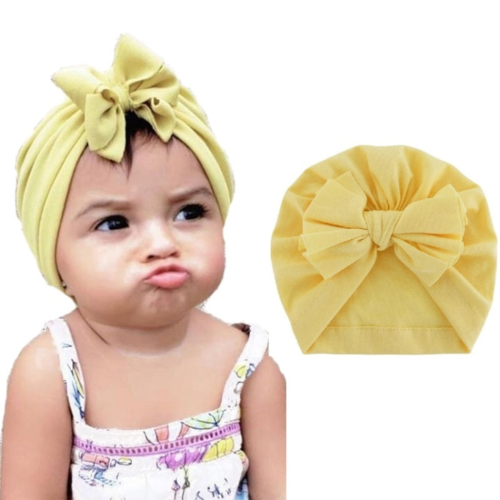 Baby Solid Color Cotton Hedging Cap Bowknot Turban Hat, Red, Yellow, Green, Blue, Black, White, Pink, Shrimp Pink, Rose Red, Navy, Dark Green, Fruitful Green, Beige, Turmeric, Taro, Gray, Wine Red, Light Purple