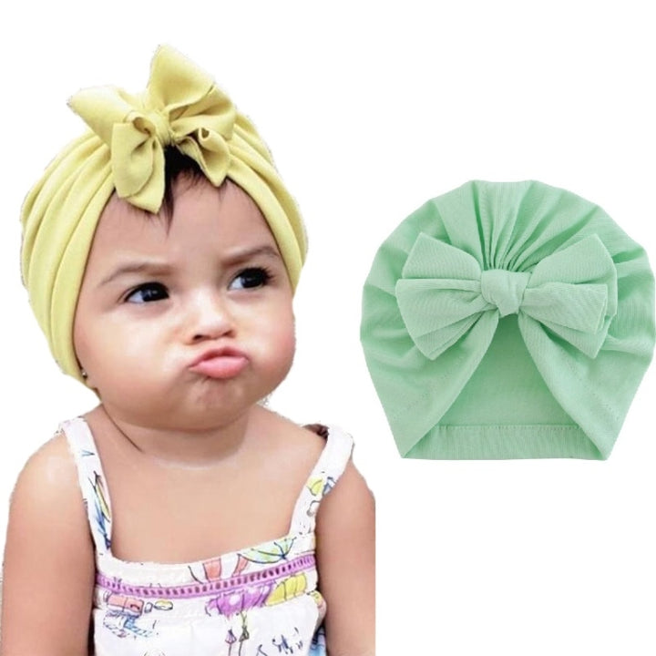 Baby Solid Color Cotton Hedging Cap Bowknot Turban Hat, Red, Yellow, Green, Blue, Black, White, Pink, Shrimp Pink, Rose Red, Navy, Dark Green, Fruitful Green, Beige, Turmeric, Taro, Gray, Wine Red, Light Purple