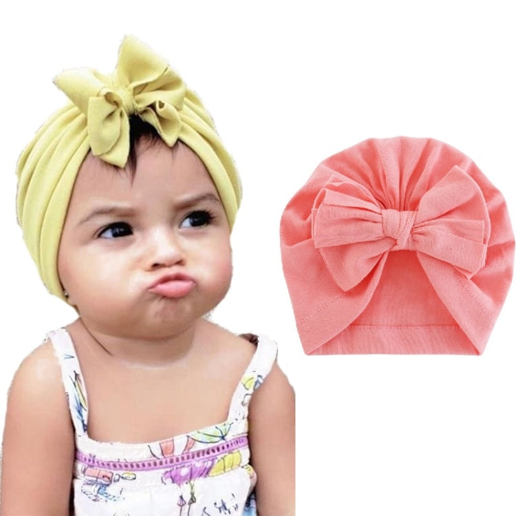 Baby Solid Color Cotton Hedging Cap Bowknot Turban Hat, Red, Yellow, Green, Blue, Black, White, Pink, Shrimp Pink, Rose Red, Navy, Dark Green, Fruitful Green, Beige, Turmeric, Taro, Gray, Wine Red, Light Purple