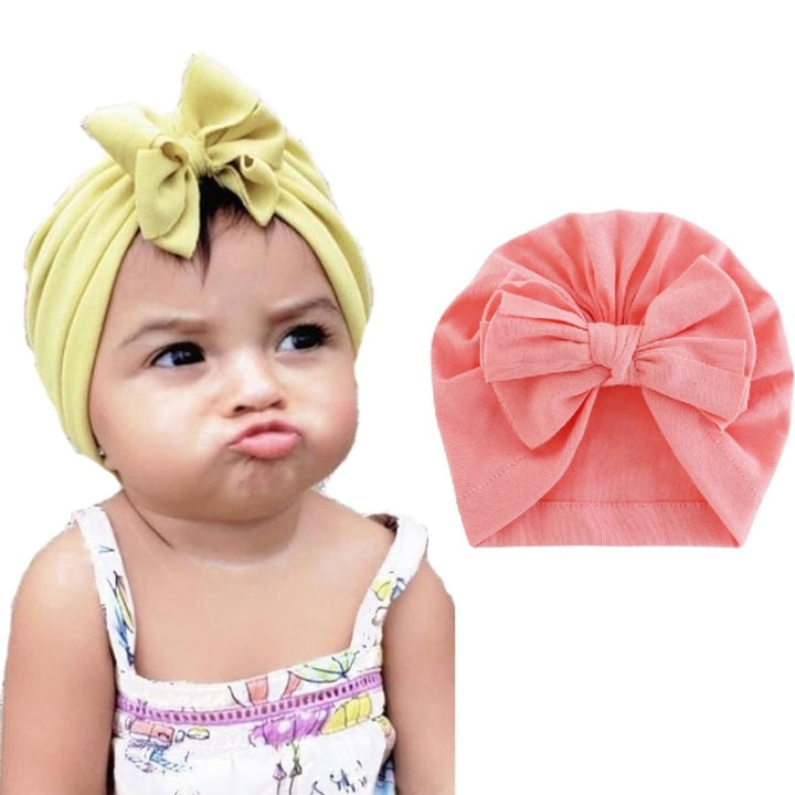 Baby Solid Color Cotton Hedging Cap Bowknot Turban Hat, Red, Yellow, Green, Blue, Black, White, Pink, Shrimp Pink, Rose Red, Navy, Dark Green, Fruitful Green, Beige, Turmeric, Taro, Gray, Wine Red, Light Purple