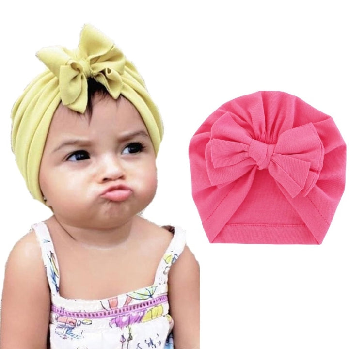 Baby Solid Color Cotton Hedging Cap Bowknot Turban Hat, Red, Yellow, Green, Blue, Black, White, Pink, Shrimp Pink, Rose Red, Navy, Dark Green, Fruitful Green, Beige, Turmeric, Taro, Gray, Wine Red, Light Purple