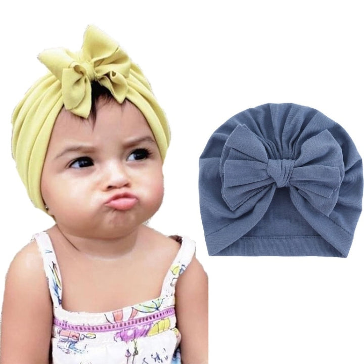 Baby Solid Color Cotton Hedging Cap Bowknot Turban Hat, Red, Yellow, Green, Blue, Black, White, Pink, Shrimp Pink, Rose Red, Navy, Dark Green, Fruitful Green, Beige, Turmeric, Taro, Gray, Wine Red, Light Purple