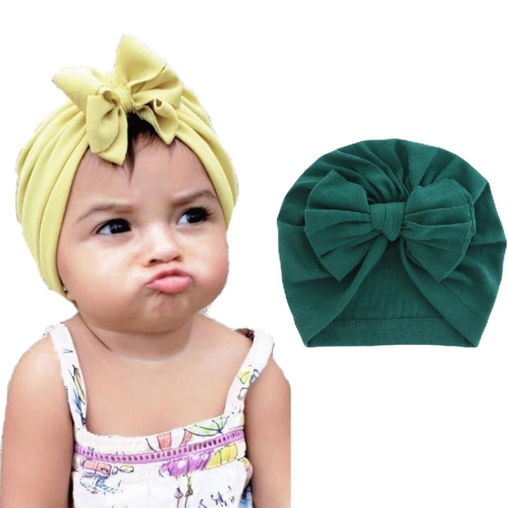 Baby Solid Color Cotton Hedging Cap Bowknot Turban Hat, Red, Yellow, Green, Blue, Black, White, Pink, Shrimp Pink, Rose Red, Navy, Dark Green, Fruitful Green, Beige, Turmeric, Taro, Gray, Wine Red, Light Purple