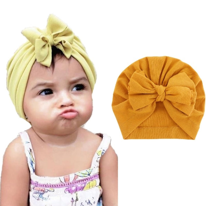 Baby Solid Color Cotton Hedging Cap Bowknot Turban Hat, Red, Yellow, Green, Blue, Black, White, Pink, Shrimp Pink, Rose Red, Navy, Dark Green, Fruitful Green, Beige, Turmeric, Taro, Gray, Wine Red, Light Purple