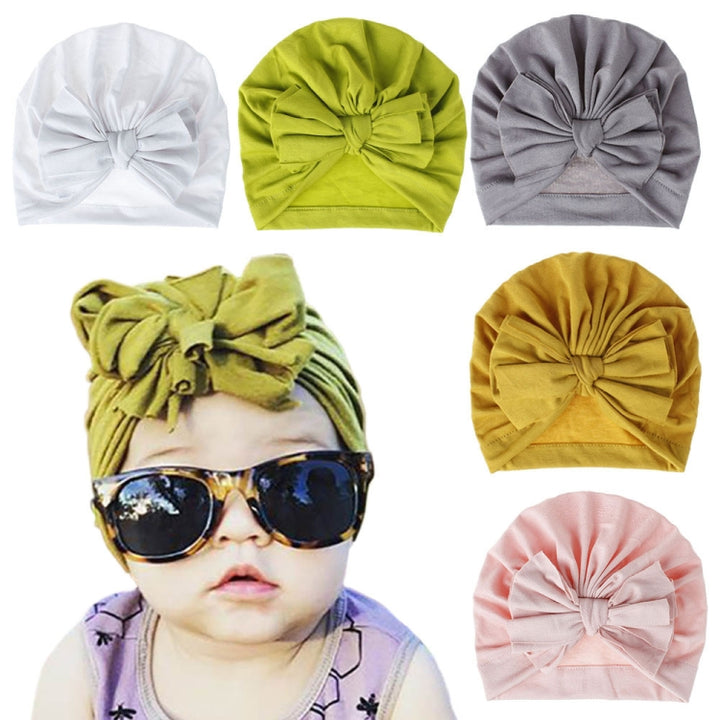 Baby Solid Color Cotton Hedging Cap Bowknot Turban Hat, Red, Yellow, Green, Blue, Black, White, Pink, Shrimp Pink, Rose Red, Navy, Dark Green, Fruitful Green, Beige, Turmeric, Taro, Gray, Wine Red, Light Purple