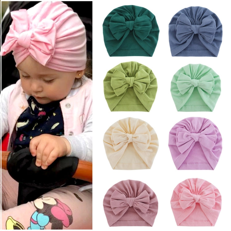 Baby Solid Color Cotton Hedging Cap Bowknot Turban Hat, Red, Yellow, Green, Blue, Black, White, Pink, Shrimp Pink, Rose Red, Navy, Dark Green, Fruitful Green, Beige, Turmeric, Taro, Gray, Wine Red, Light Purple