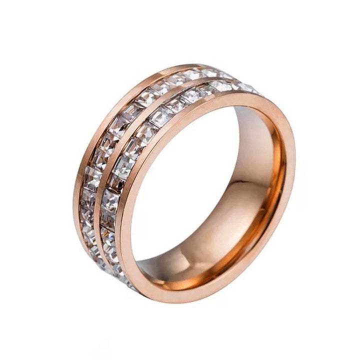 2pcs Girls Simple Titanium Steel Diamond Ring, US Size 3, US Size 4, US Size 5, US Size 6, US Size 7, US Size 8, US Size 9, US Size 10