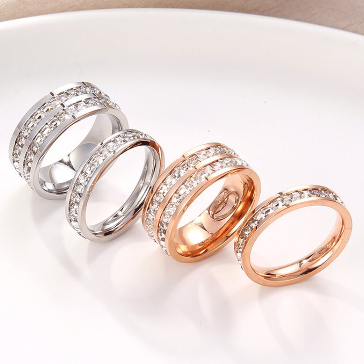 2pcs Girls Simple Titanium Steel Diamond Ring, US Size 3, US Size 4, US Size 5, US Size 6, US Size 7, US Size 8, US Size 9, US Size 10