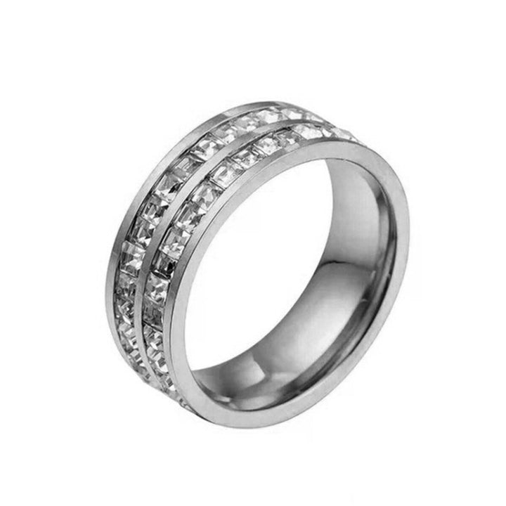 2pcs Girls Simple Titanium Steel Diamond Ring, US Size 3, US Size 4, US Size 5, US Size 6, US Size 7, US Size 8, US Size 9, US Size 10