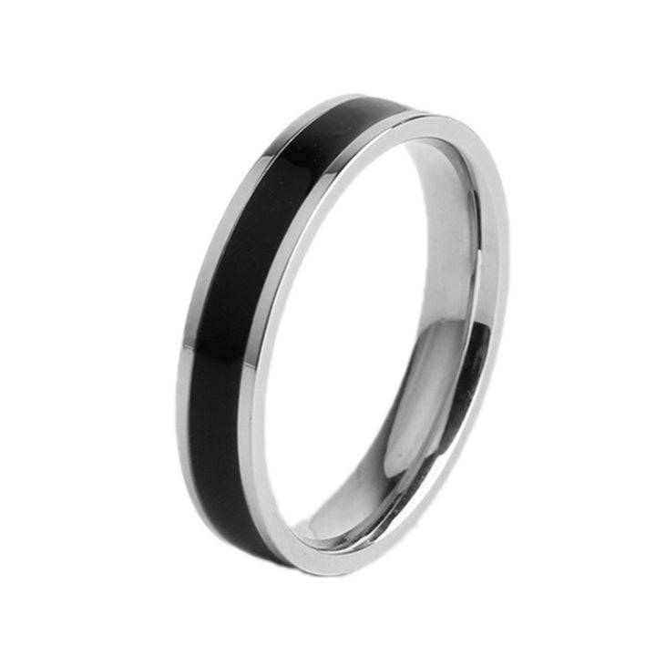 Simple Black White Epoxy Couple Ring Women Titanium Steel Ring Jewelry, US Size 3, US Size 4, US Size 5, US Size 6, US Size 7, US Size 8, US Size 9, US Size 10