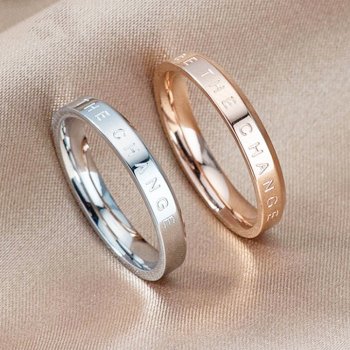 Fashion Simple Narrow BE THECHANGE Ring Electroplated 18k Titanium Steel Couple Ring, 4 US Size, 5 US Size, 6 US Size, 7 US Size, 8 US Size, 9 US Size, 10 US Size