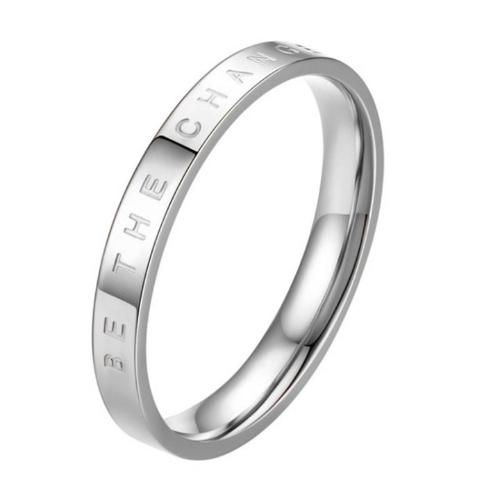 Fashion Simple Narrow BE THECHANGE Ring Electroplated 18k Titanium Steel Couple Ring, 4 US Size, 5 US Size, 6 US Size, 7 US Size, 8 US Size, 9 US Size, 10 US Size