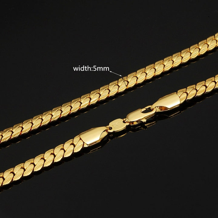 2 PCS 5mm Full Sideways Gold Plated Necklace Fashion Jewelry, Specification:, 16 inch (40cm), 18 inch (45cm), 20 inch (50cm), 22 inch (55cm), 24 inch (60cm)