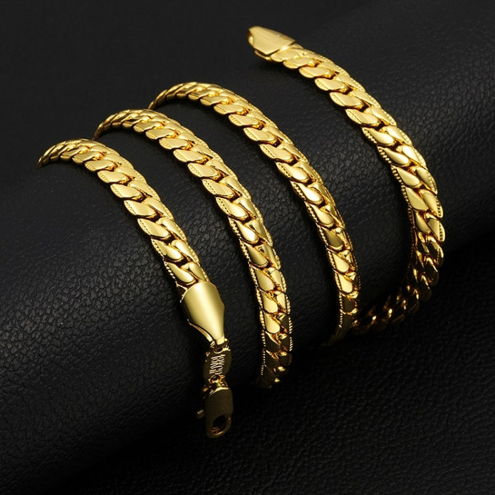 2 PCS 5mm Full Sideways Gold Plated Necklace Fashion Jewelry, Specification:, 16 inch (40cm), 18 inch (45cm), 20 inch (50cm), 22 inch (55cm), 24 inch (60cm)