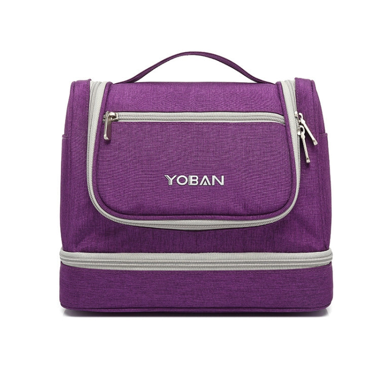 YOBAN Y-1551L Travel Cosmetic Bag Large-Capacity Outdoor Storage Bag Hook Portable Anti-Mold Dry And Wet Separation Wash Bag, Purple, Black, Grey