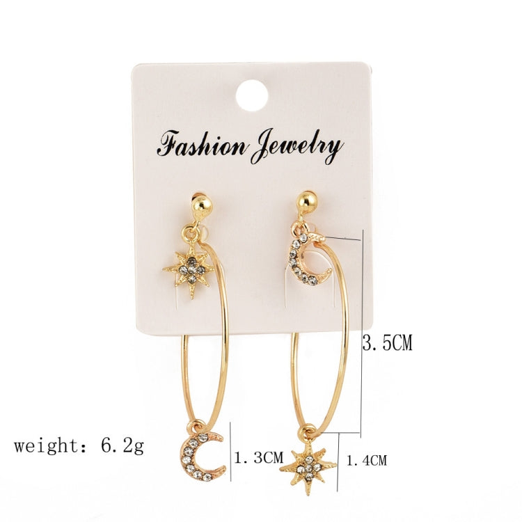 Ladies Crystal Earrings Stars The Moon Ear Ring Suit