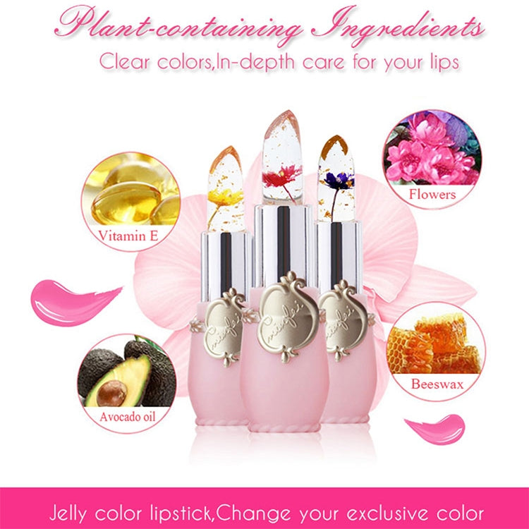 Transparent Changed Color Moisturizer Jelly Flower Long-lasting Lipbalm, light pink, rose red, deep red, yellow, light green, purple