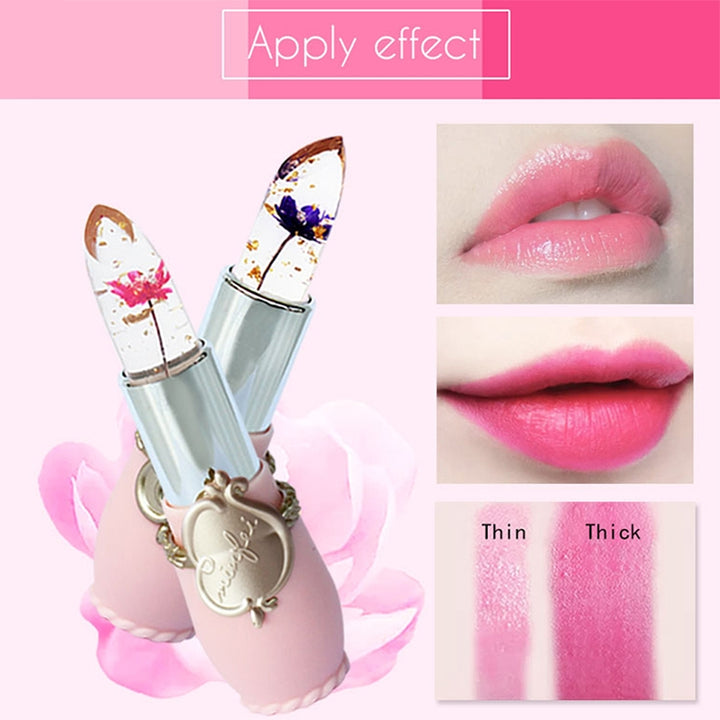 Transparent Changed Color Moisturizer Jelly Flower Long-lasting Lipbalm, light pink, rose red, deep red, yellow, light green, purple