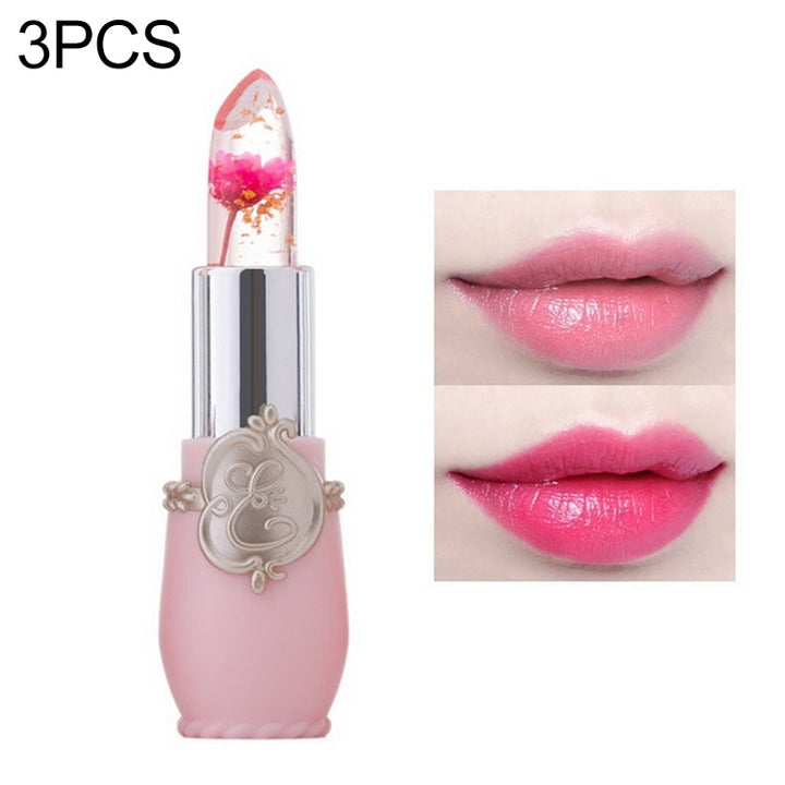 Transparent Changed Color Moisturizer Jelly Flower Long-lasting Lipbalm, light pink, rose red, deep red, yellow, light green, purple