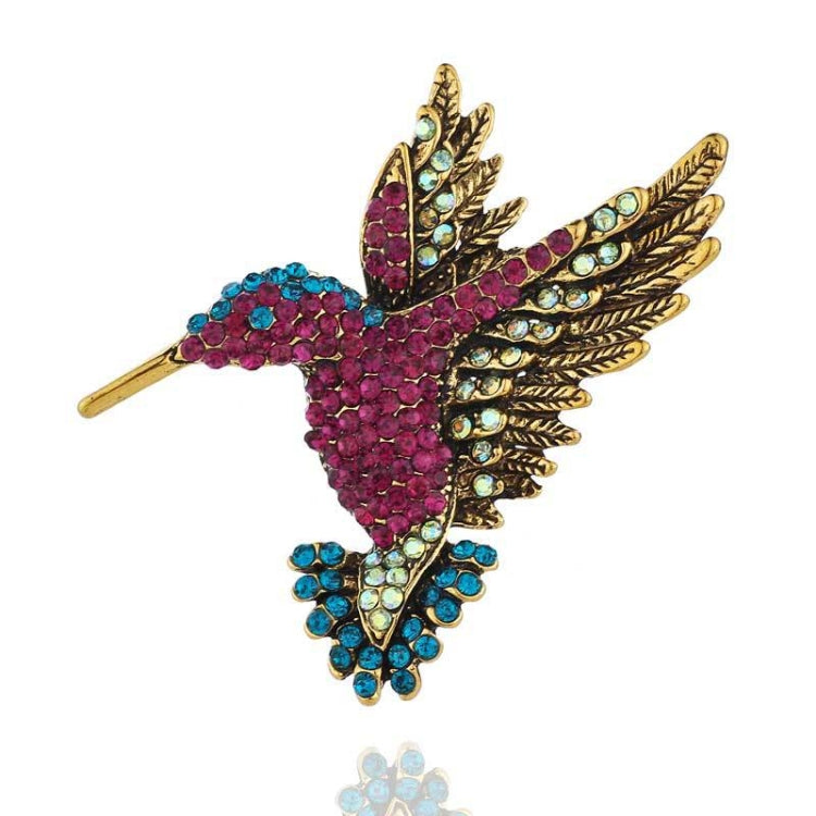 Inlaid Bee Bird Brooch Personality Clothing Pins Scarf Buckle, Colorful, Blue, Gold, Red Diamond, Blue Diamond