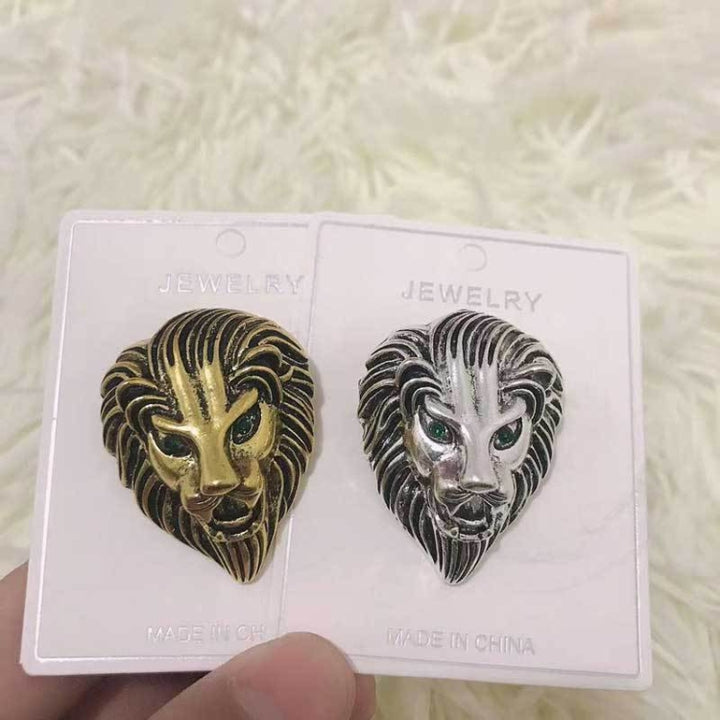 Personality Creative Lion Brooches Retro Alloy Animal Badge Coat Suit Chest Blossom, Lion(Silver), Lion(Golden)