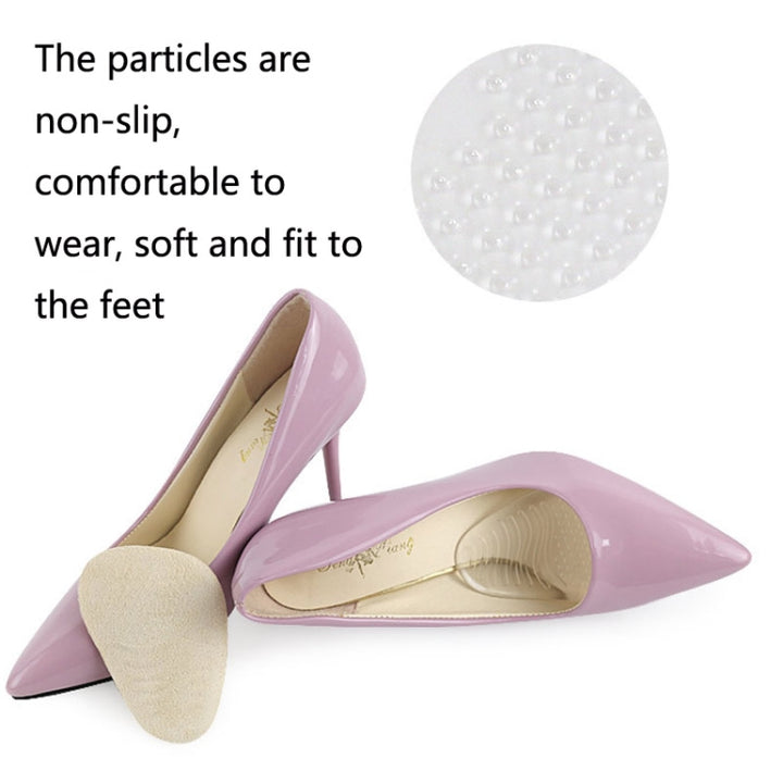 5 Pairs Anti-Slip Sole Pads For High Heels Gel Crystal Comfortable Half Pads, Flannel Apricot, Flannel Black, Transparent