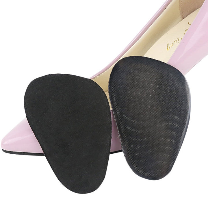 5 Pairs Anti-Slip Sole Pads For High Heels Gel Crystal Comfortable Half Pads, Flannel Apricot, Flannel Black, Transparent