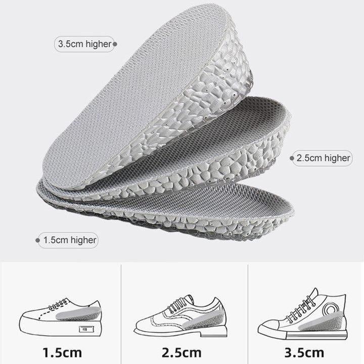 Self-Adhesive Inner Heightening Half Pad Sweat-Absorbent Breathable Shock-Absorbing Heel Casual Sports Insole, 1.5cm, 2.5cm, 3.5cm