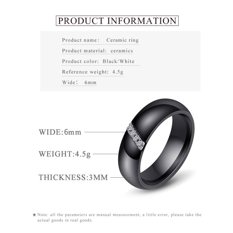 Simple Nano Ceramic Ring Trend Titanium Steel with Zircon Rings, 10, 7, 8, 9, 6