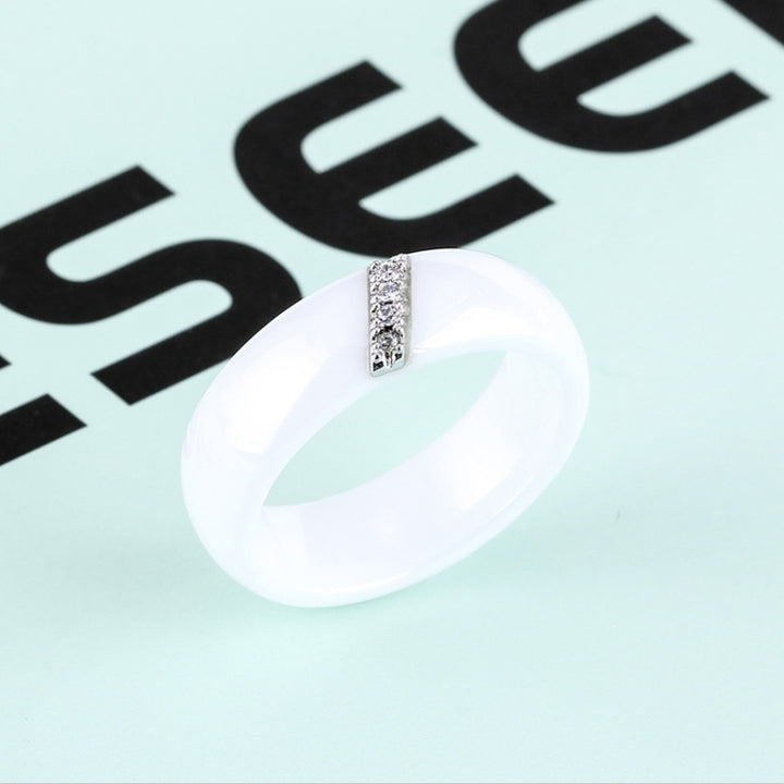 Simple Nano Ceramic Ring Trend Titanium Steel with Zircon Rings, 10, 7, 8, 9, 6